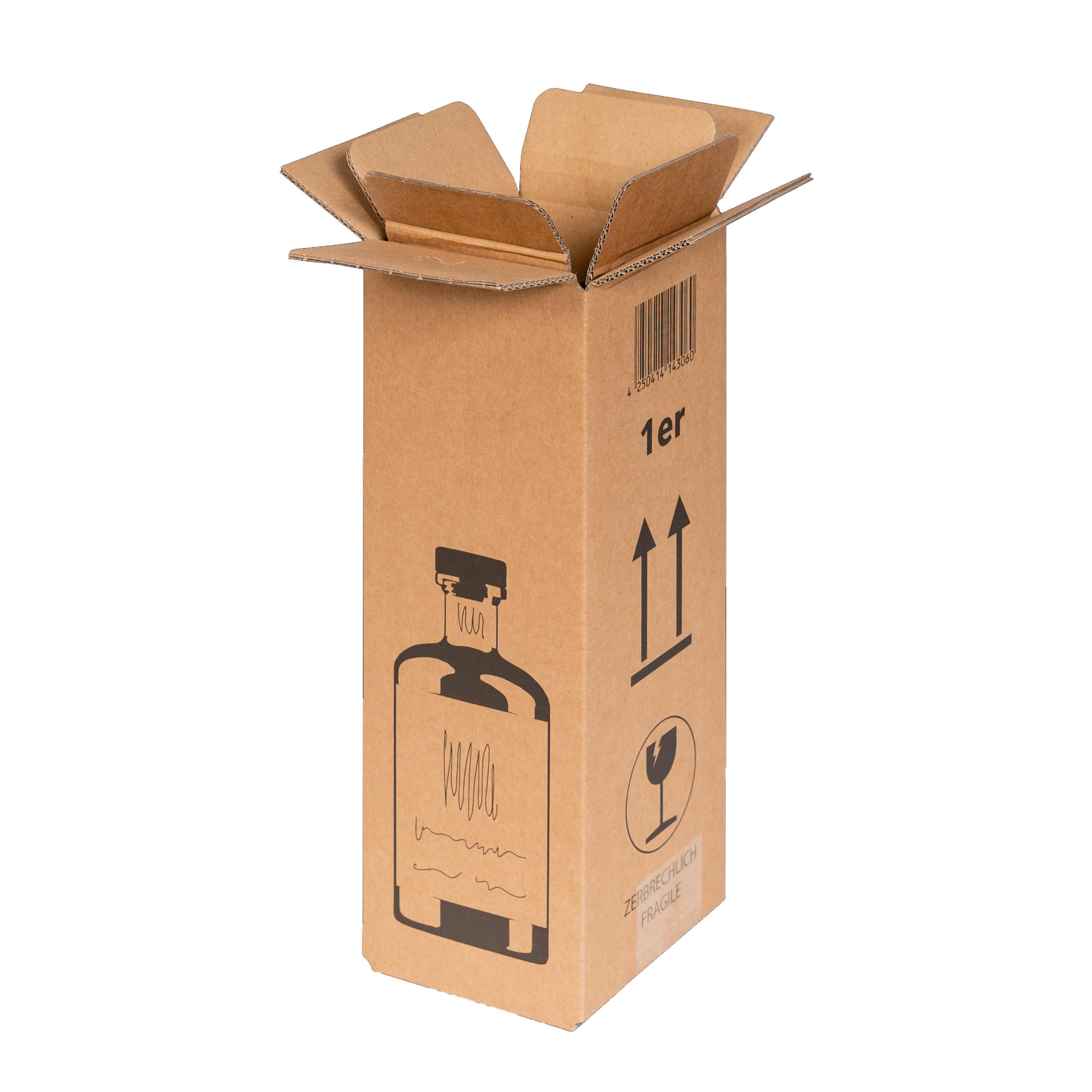 Flaschenversandkarton 1er für Gin 95x95x293 mm 2-wellig braun